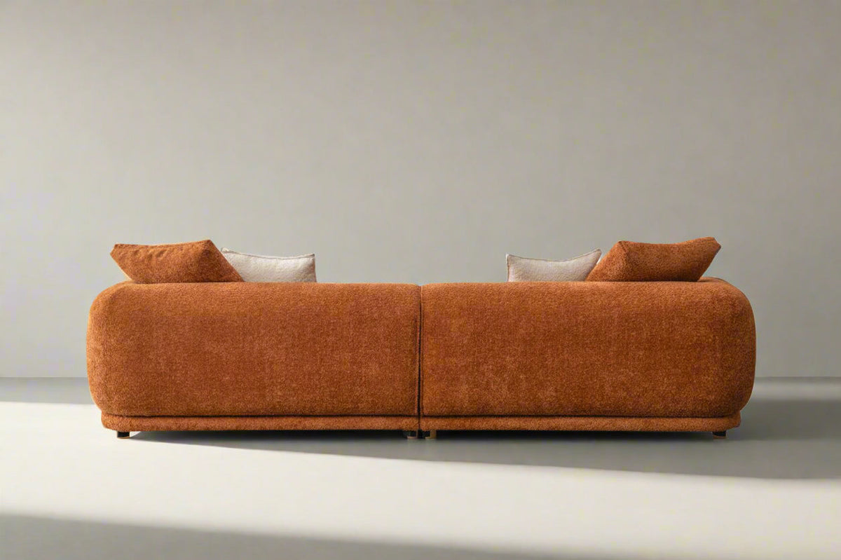Sunset Collection Mid-Century Modern 4-Seater Fabric Sofa – 118"