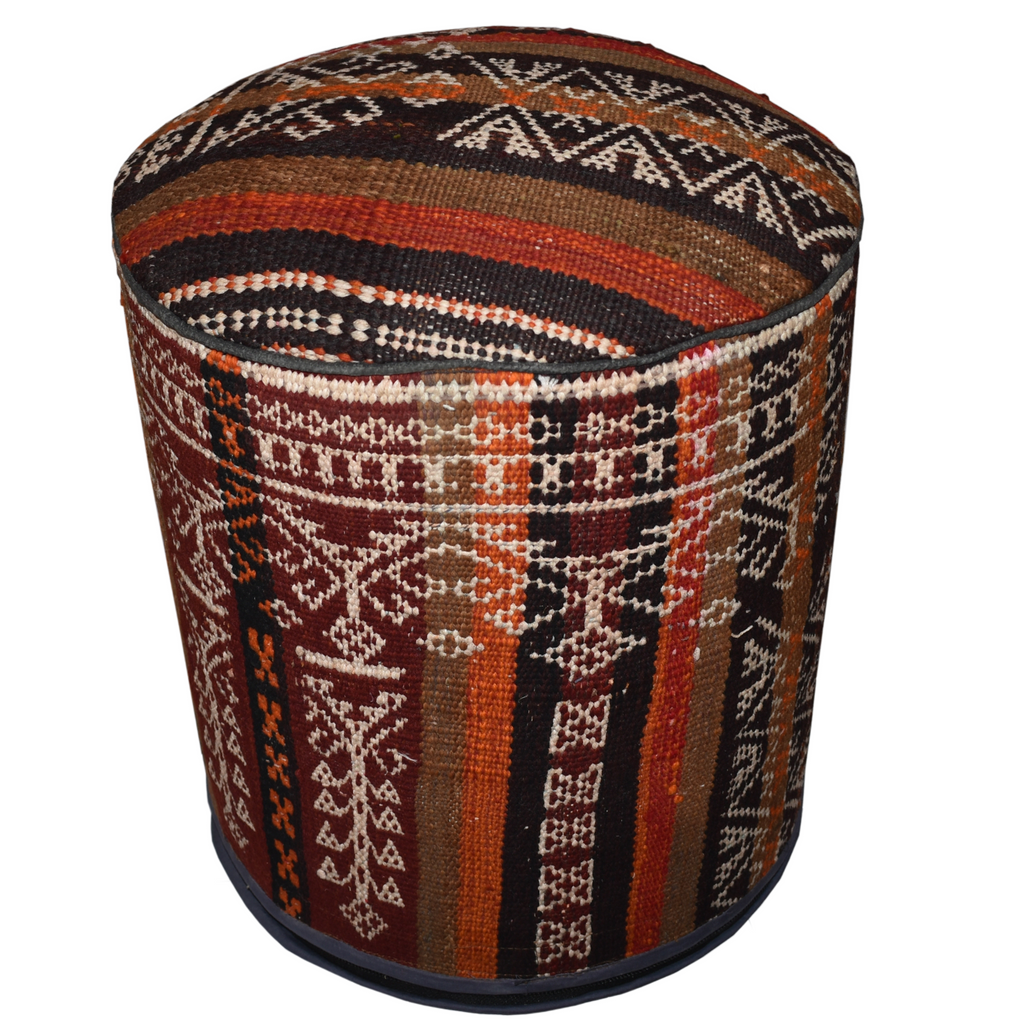 One of a Kind Kilim Rug Pouf Ottoman foot stool - #47