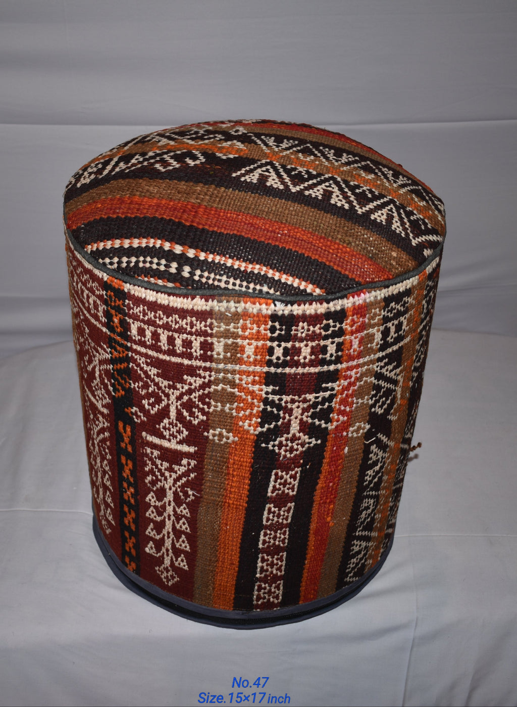 One of a Kind Kilim Rug Pouf Ottoman foot stool - #47