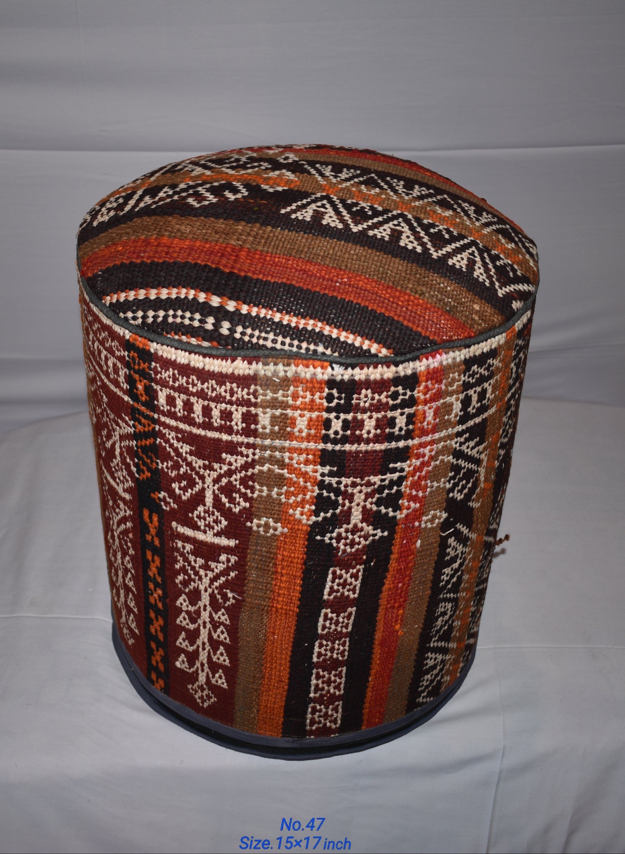 One of a Kind Kilim Rug Pouf Ottoman foot stool - #47