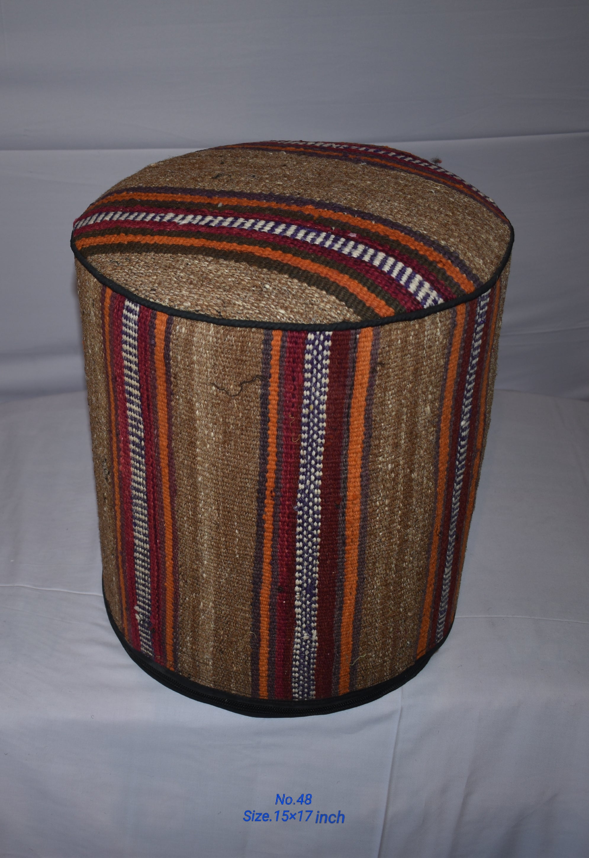 One of a Kind Kilim Rug Pouf Ottoman foot stool - #48