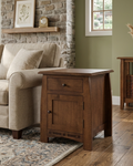 Mission White Oak 1 Drawer 1 Door Inlay End Table - Walnut stain