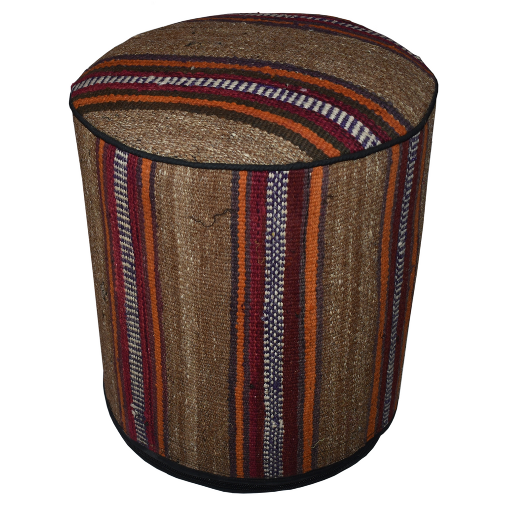 One of a Kind Kilim Rug Pouf Ottoman foot stool - #48