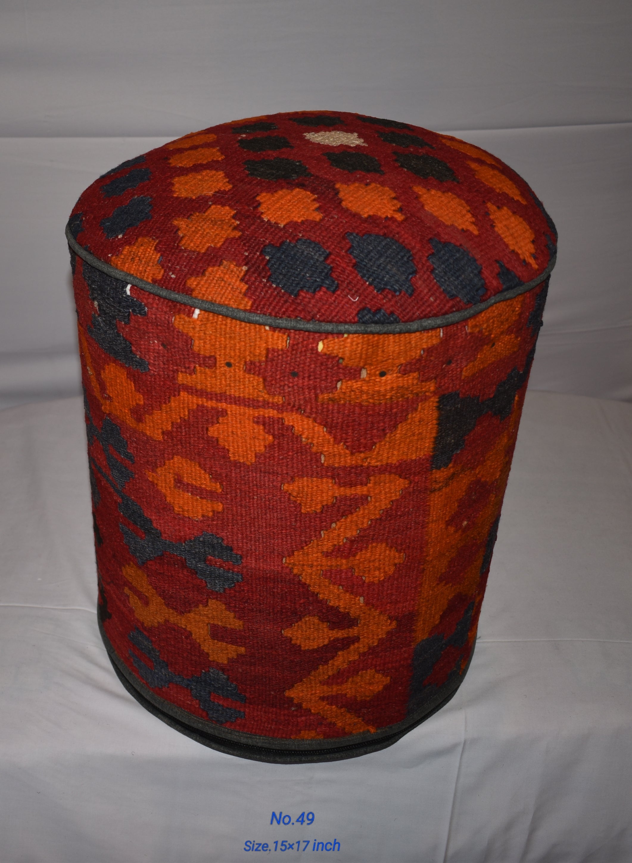 One of a Kind Kilim Rug Pouf Ottoman foot stool - #49