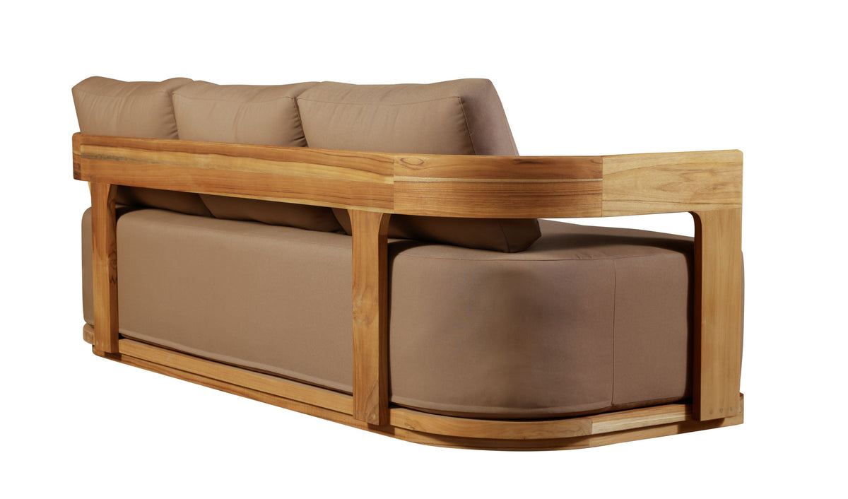 Eclipse Outdoor solid Teak Wood Sofa Set - light brown fabric