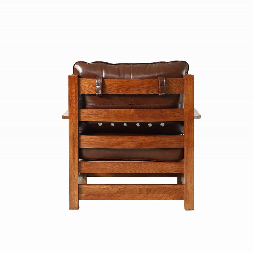 Preorder Mission Leather and Oak Armchair / Living Room chair - Chestnut