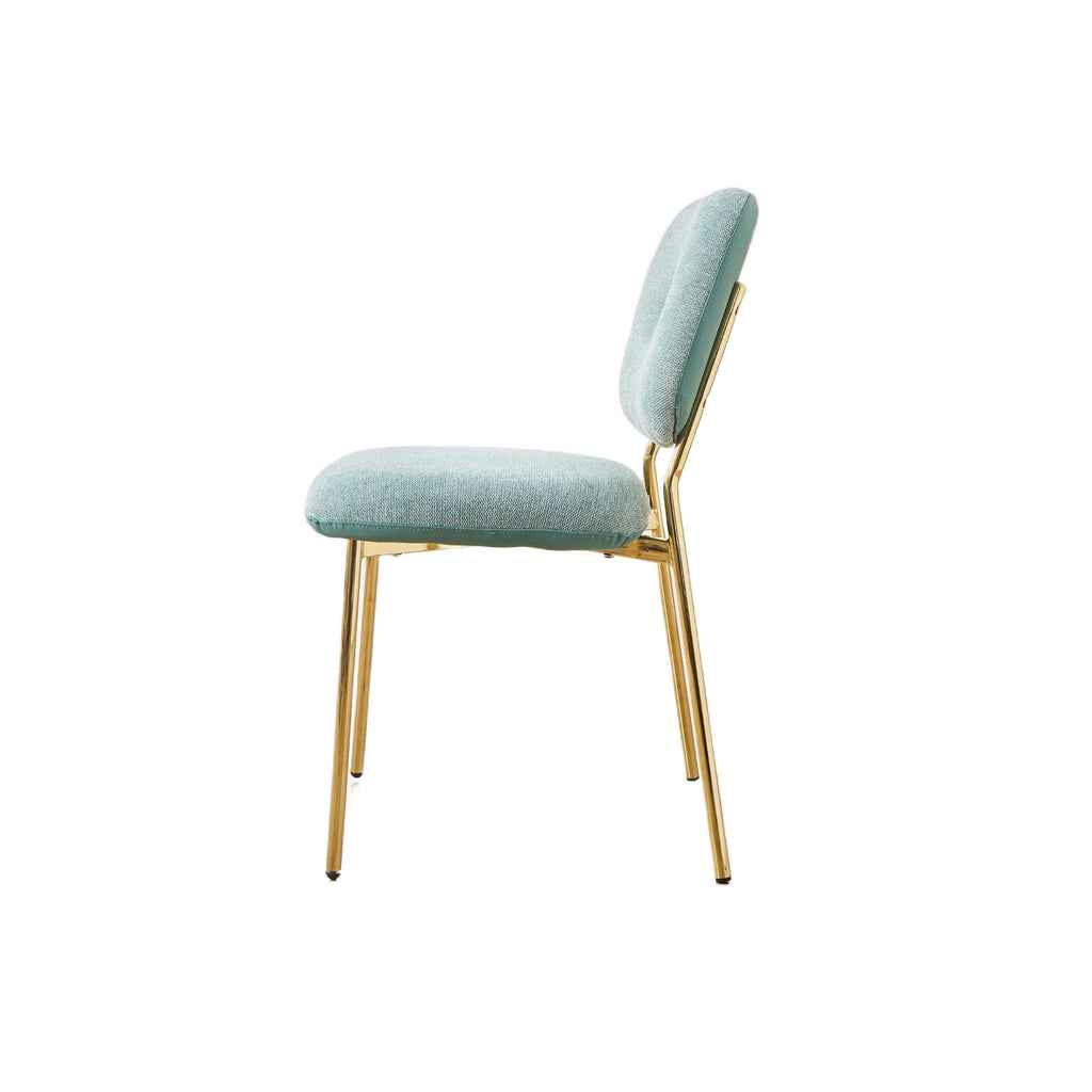 Modern Dining Chairs (Set of 2) Upholstered Accent Chairs With Metal Legs Space Saving Contemporary Seating - Green
