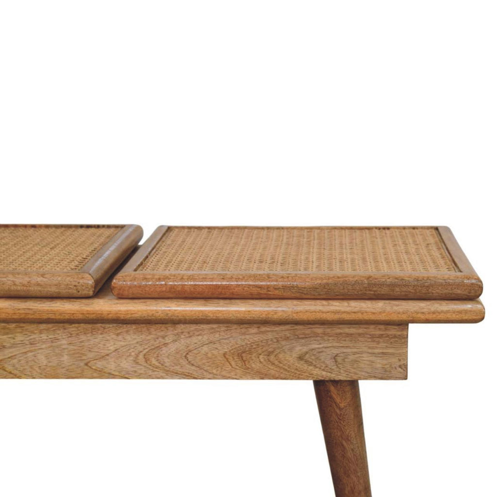 Larissa - Triple Accent Cane Bench - Beige