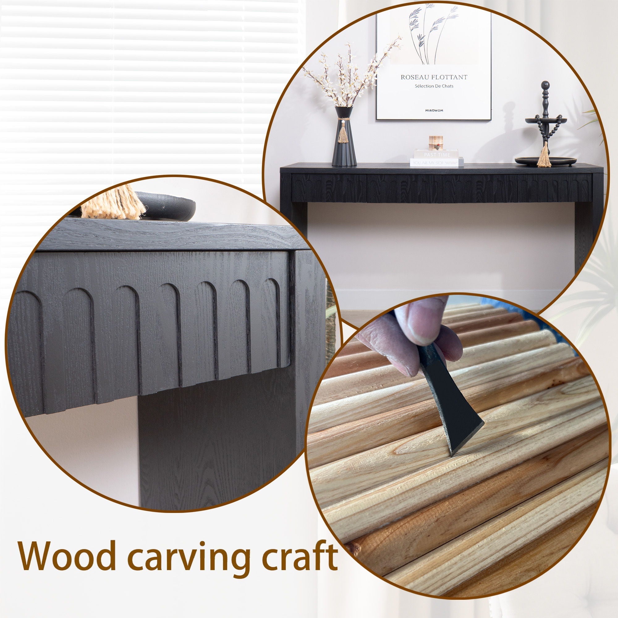 Modern Console Table With 4 Drawers, Entryway Table