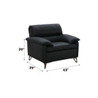 Eilene - Top Grain Leather Chair - Black