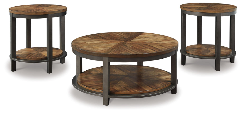Roybeck - Occasional Table Set (Set of 3) - Light Brown / Bronze