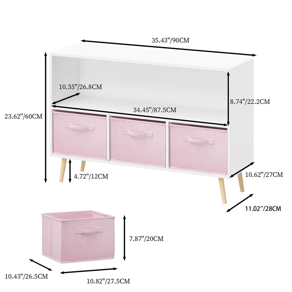 Bookcase With Collapsible Drawers, Book Display Organizer