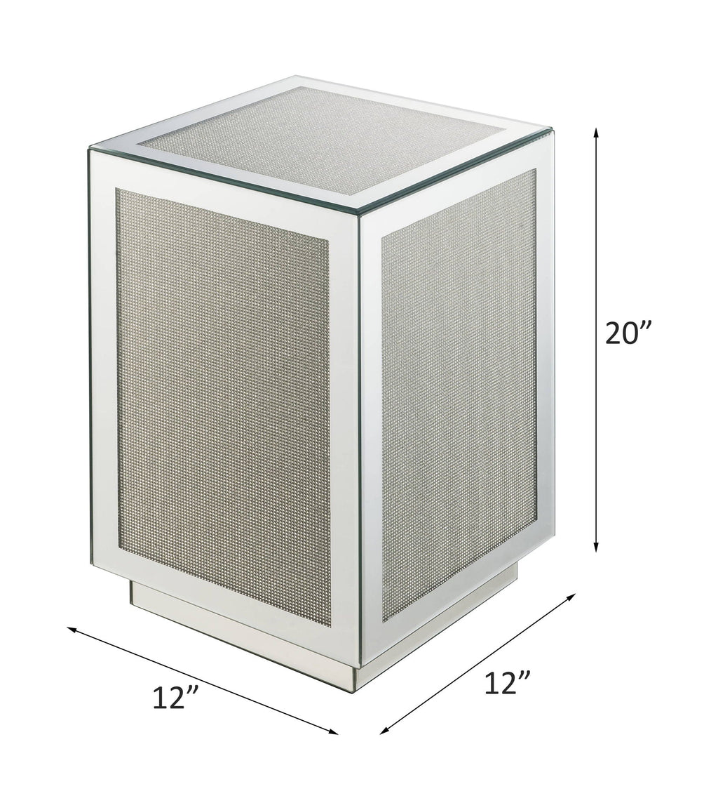 Noralie - 20" Accent Table - Mirrored, Faux Diamonds