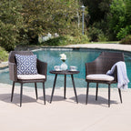 Kenneth 3 Pieces Chat Set Outdoor Furniture - Brown Multi