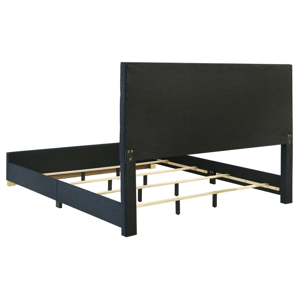 Ines 56-inch Fabric Upholstered Eastern King Panel Bed Navy
