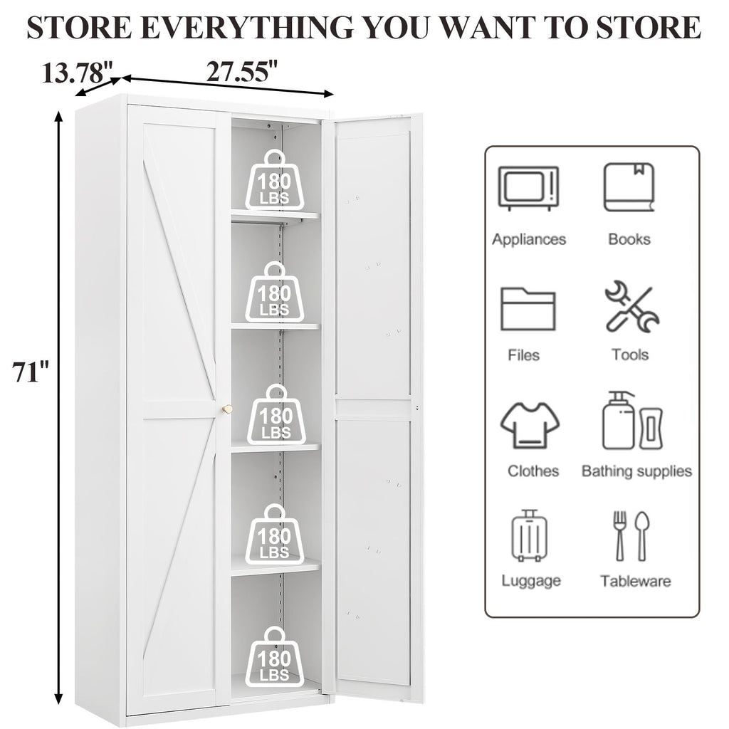 Adjustable 2 Door Storage Cabinet With Adjustable Shelves
