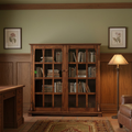Mission Solid Oak Double Door Bookcase - Walnut