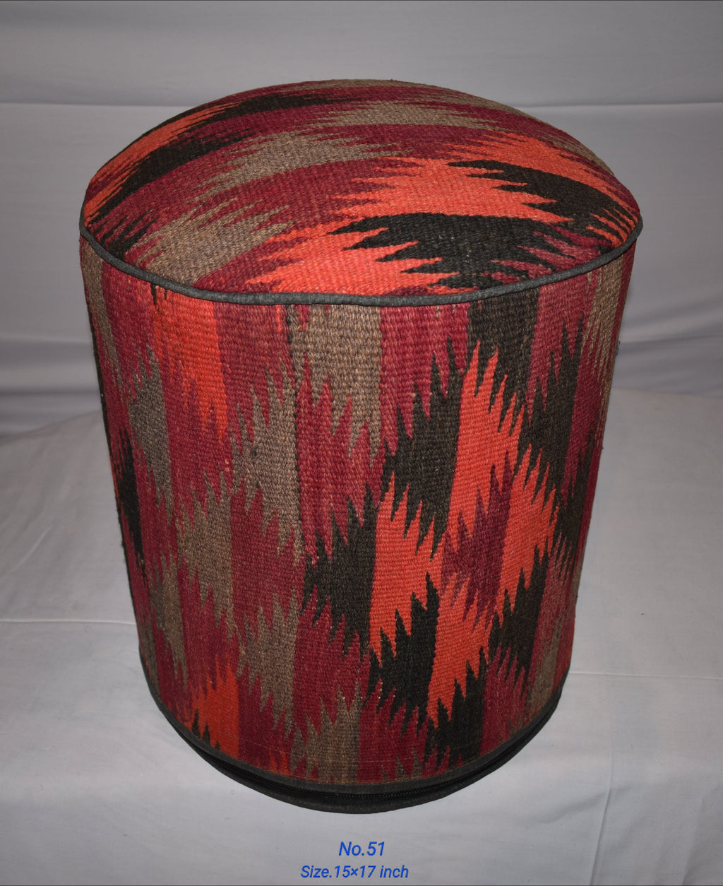 One of a Kind Kilim Rug Pouf Ottoman foot stool - #51