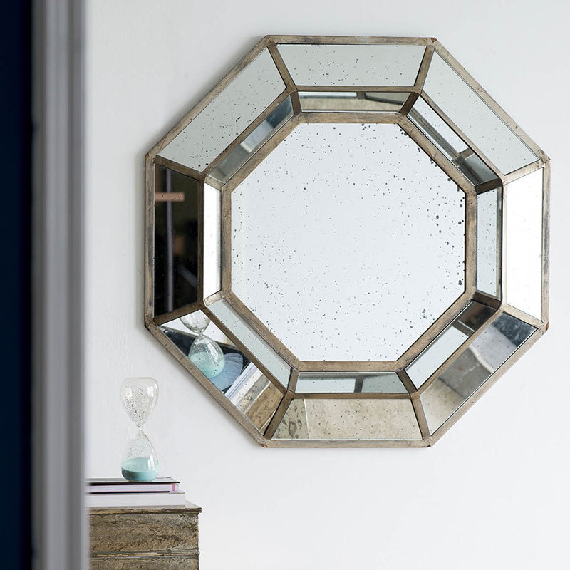 Oversized Octagon Mirror, Accent Mirror, For Living Room, Entryway, Bedroom, Hallway - Silver