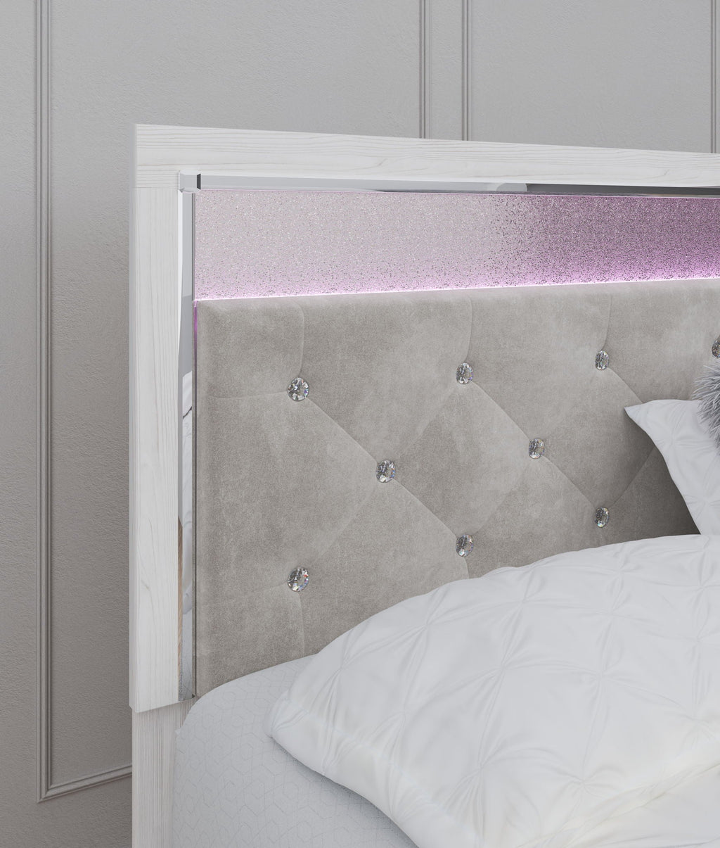 Altyra - King Panel Bed With Upholstered Headboard - White