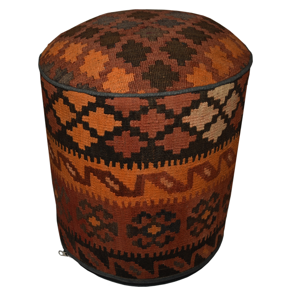 One of a Kind Kilim Rug Pouf Ottoman foot stool - #52