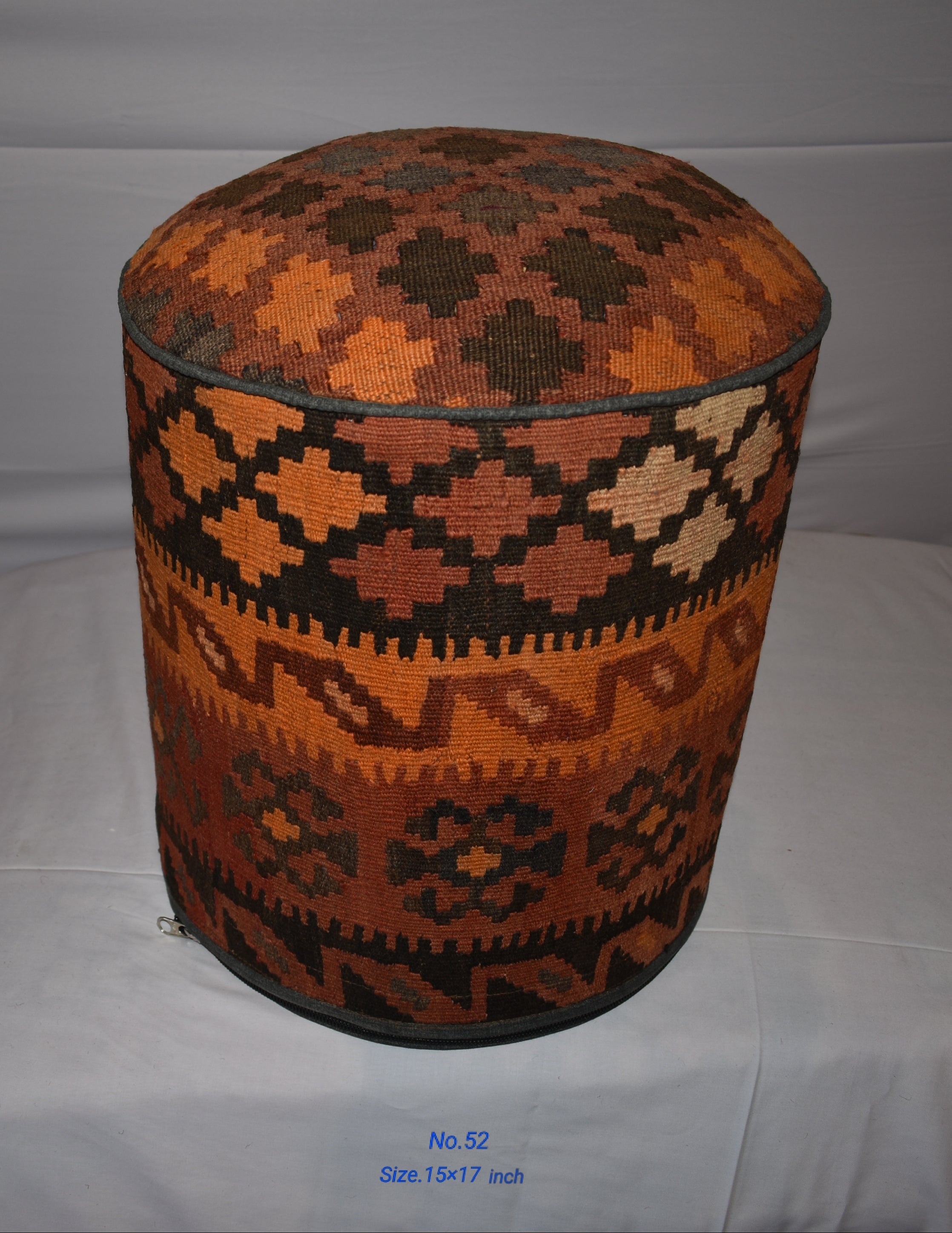 One of a Kind Kilim Rug Pouf Ottoman foot stool - #52