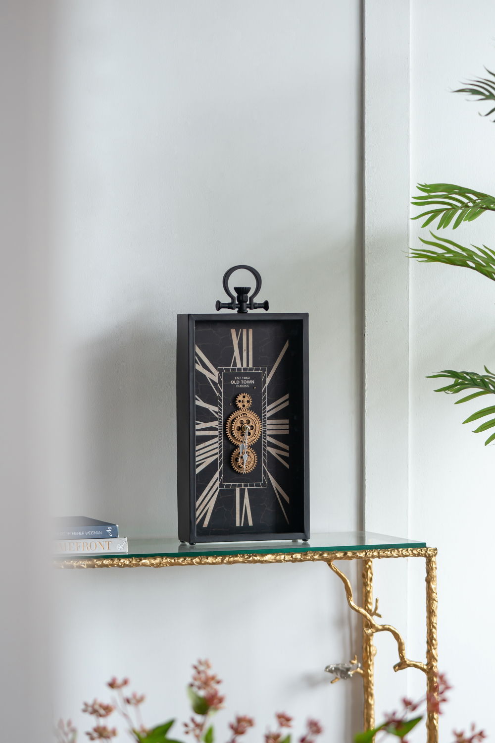 Decorative AndRoman Numeral Table Clock, Home Decor Gear Clock - Multicolor