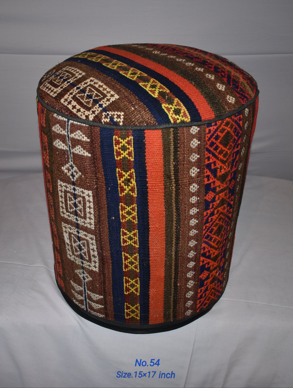 One of a Kind Kilim Rug Pouf Ottoman foot stool - #54