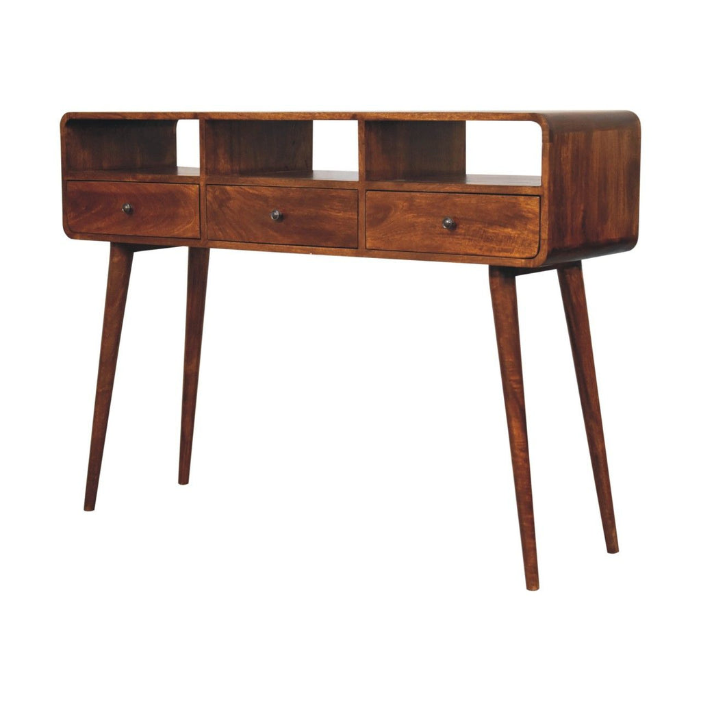 Triple Curved Console Table - Brown