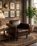 Philippe Top Grain Leather Arm Chair - Chocolate Brown