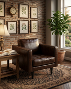 Philippe Top Grain Leather Arm Chair - Chocolate Brown