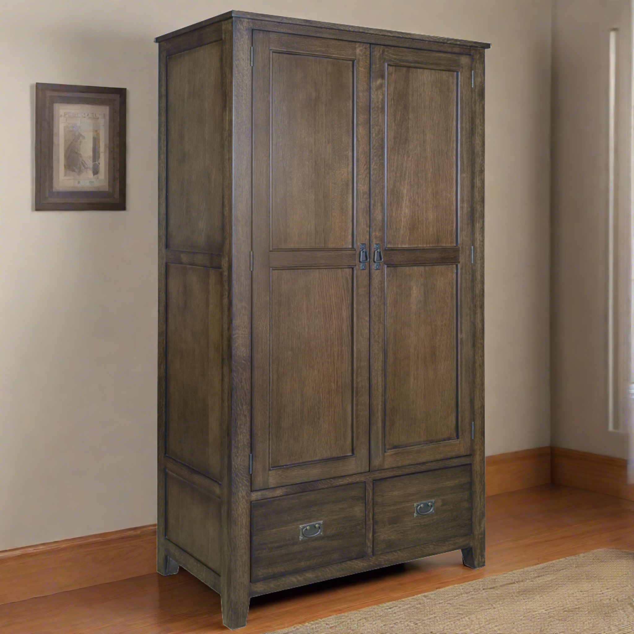 Mission 2 Door / 2 Drawer Armoire (Available in 2 Stains)