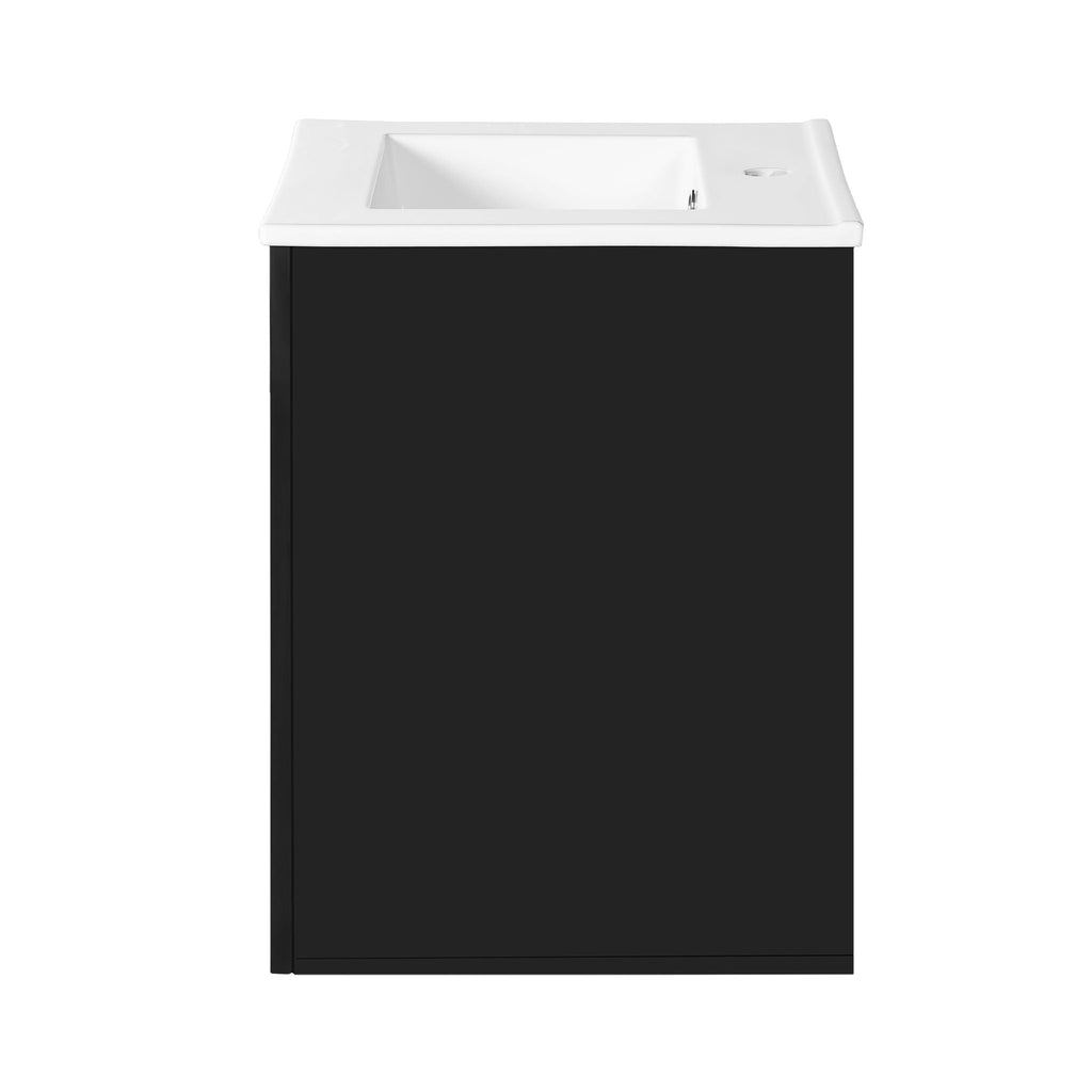 Modern Wall Mounted Bathroom Cabinet With Side Shelf And Ceramic Sink