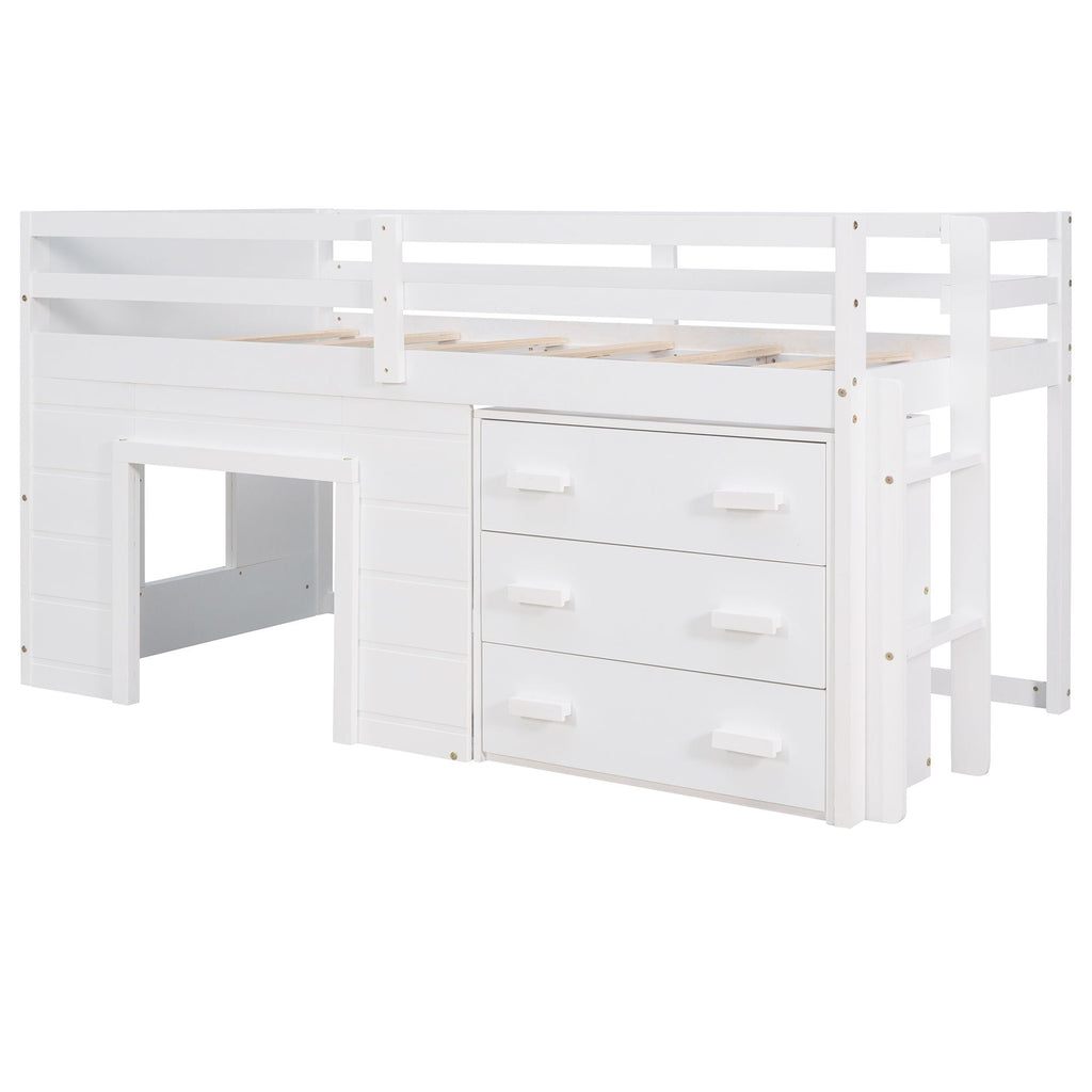 Loft Bed With Cabinet And Shelf