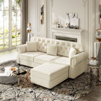Upholstered 3 Seater Sofa Set With Ottoman