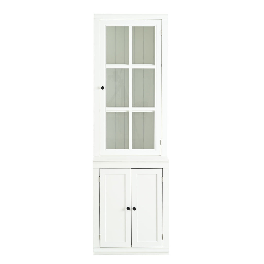 Retro Style Hutch Cabinet With Glass Door, China Cabinet For Home