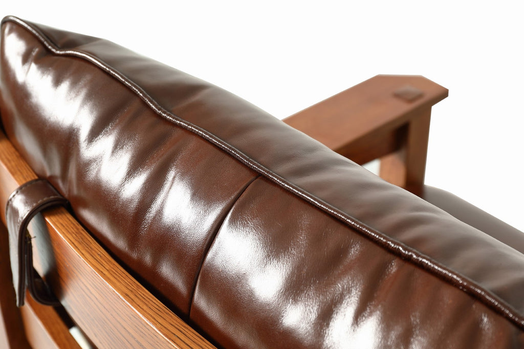 Preorder Mission Leather and Oak Armchair / Living Room chair - Chestnut
