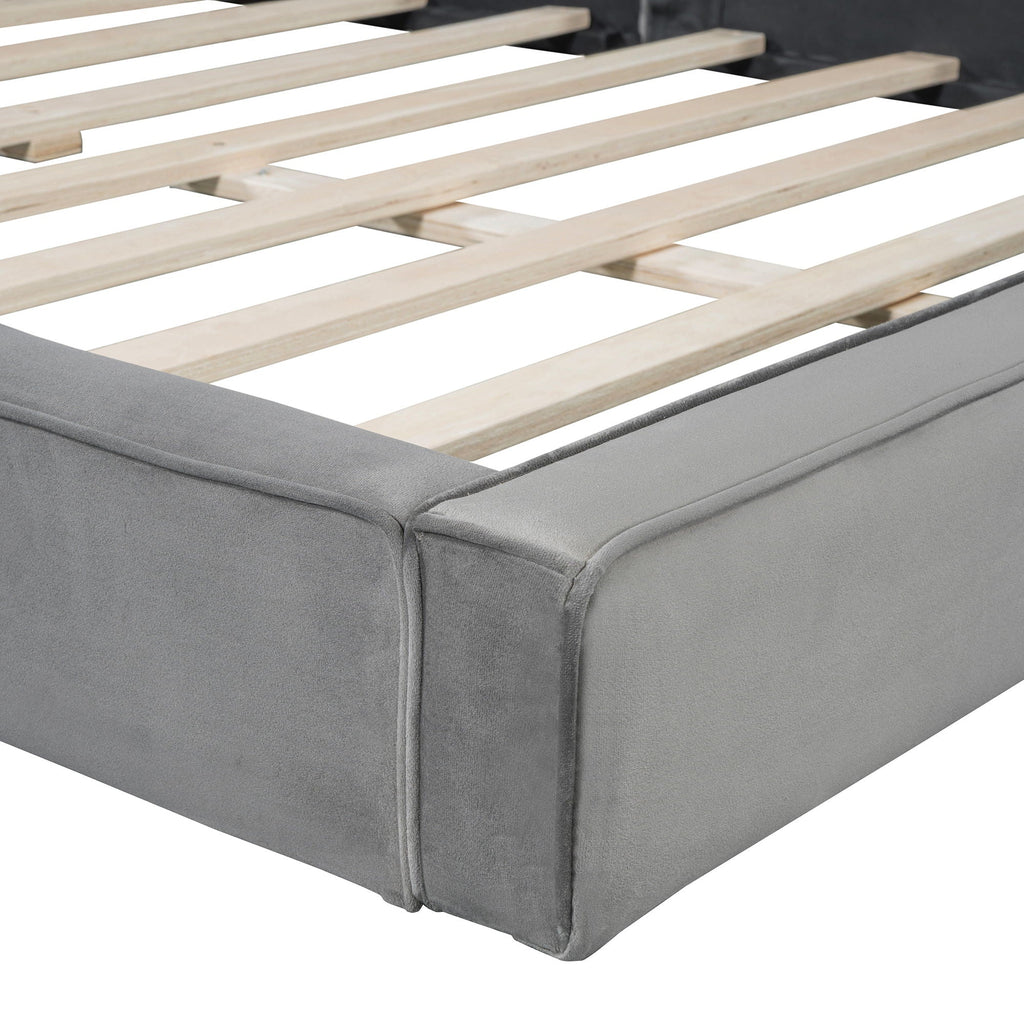 Upholstered Platform Bed, Grounded Bed With Solid Frame