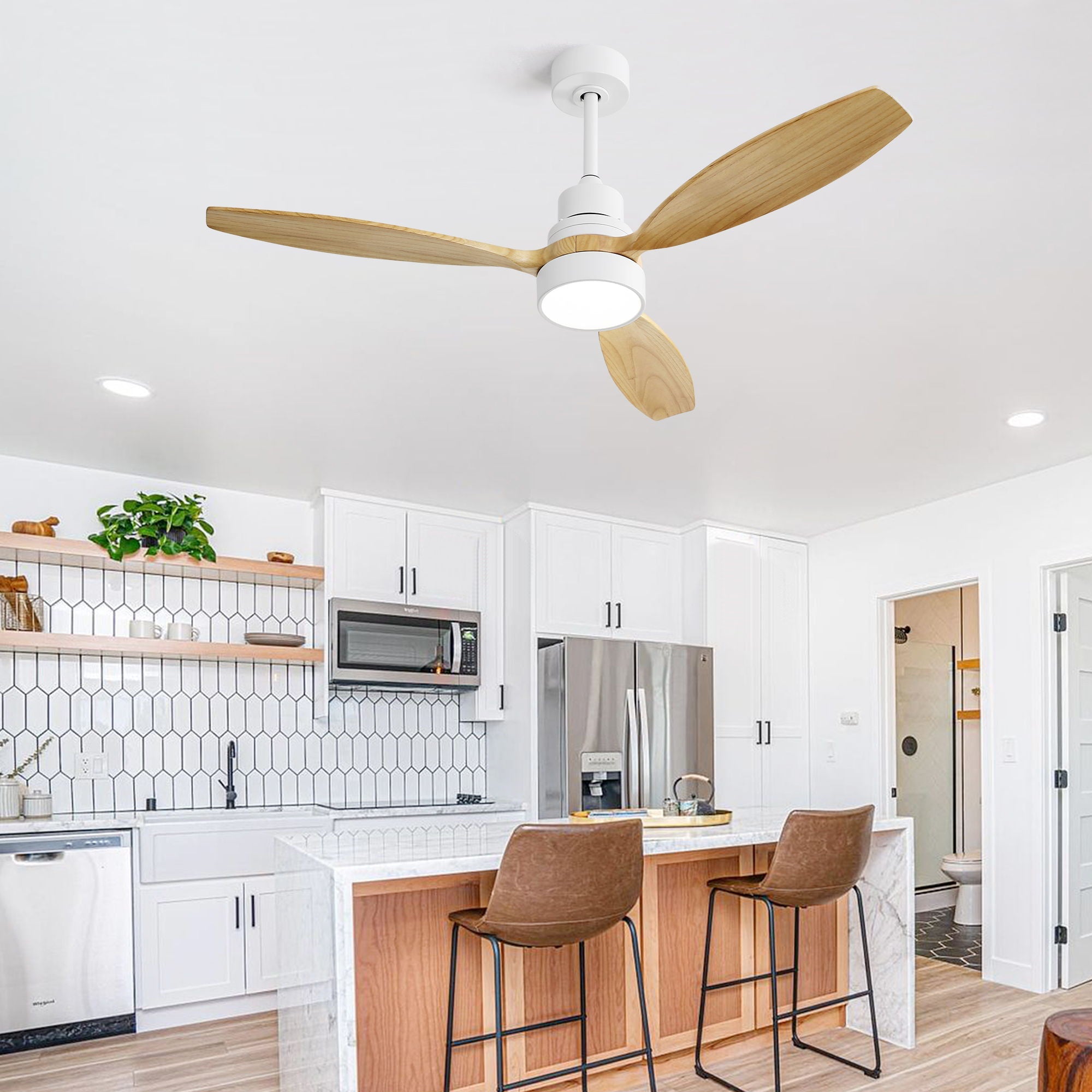 Indoor Ceiling Fan With Dimmable LED Light, 6 Speed Remote ControlLED DC Motor, Reversible Blades
