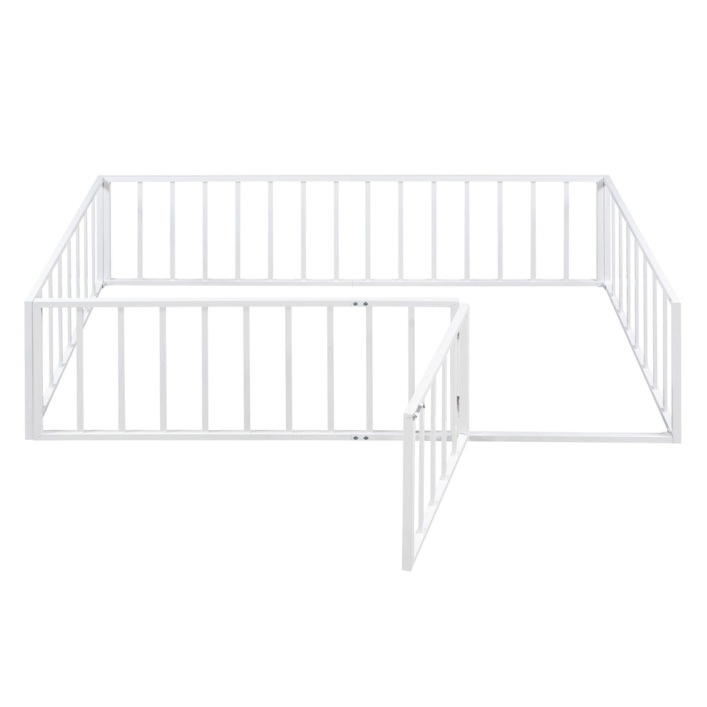 Metal Floor Bed Frame With Fence And Door