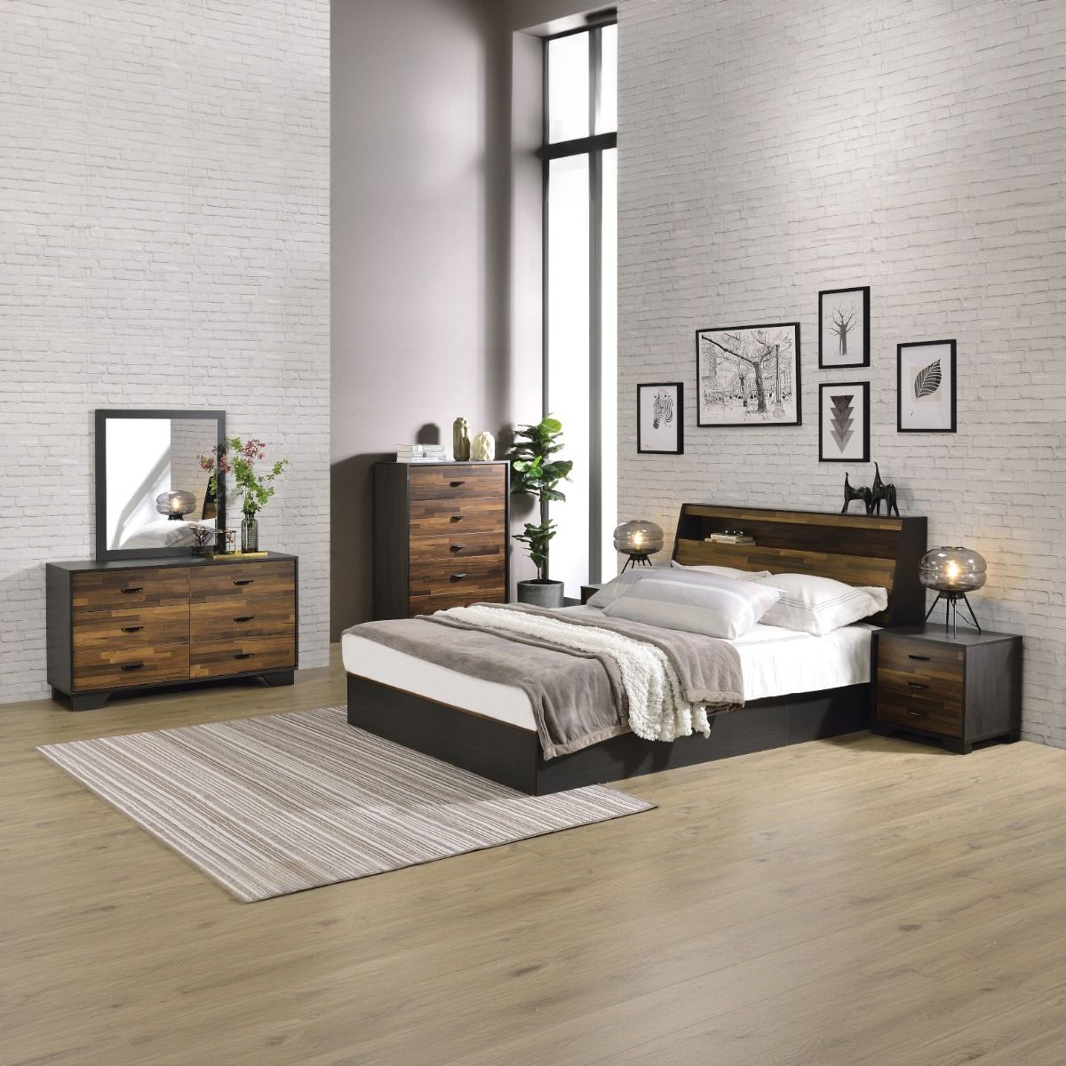 Eos - Mirror - Walnut & Black
