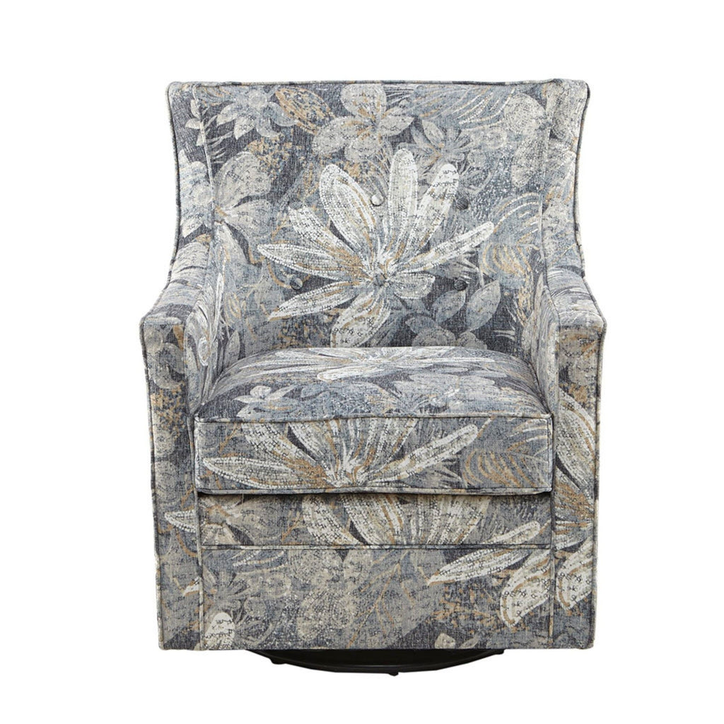 Swivel Glider Chair With Upholstery And Metal Base - Multicolor