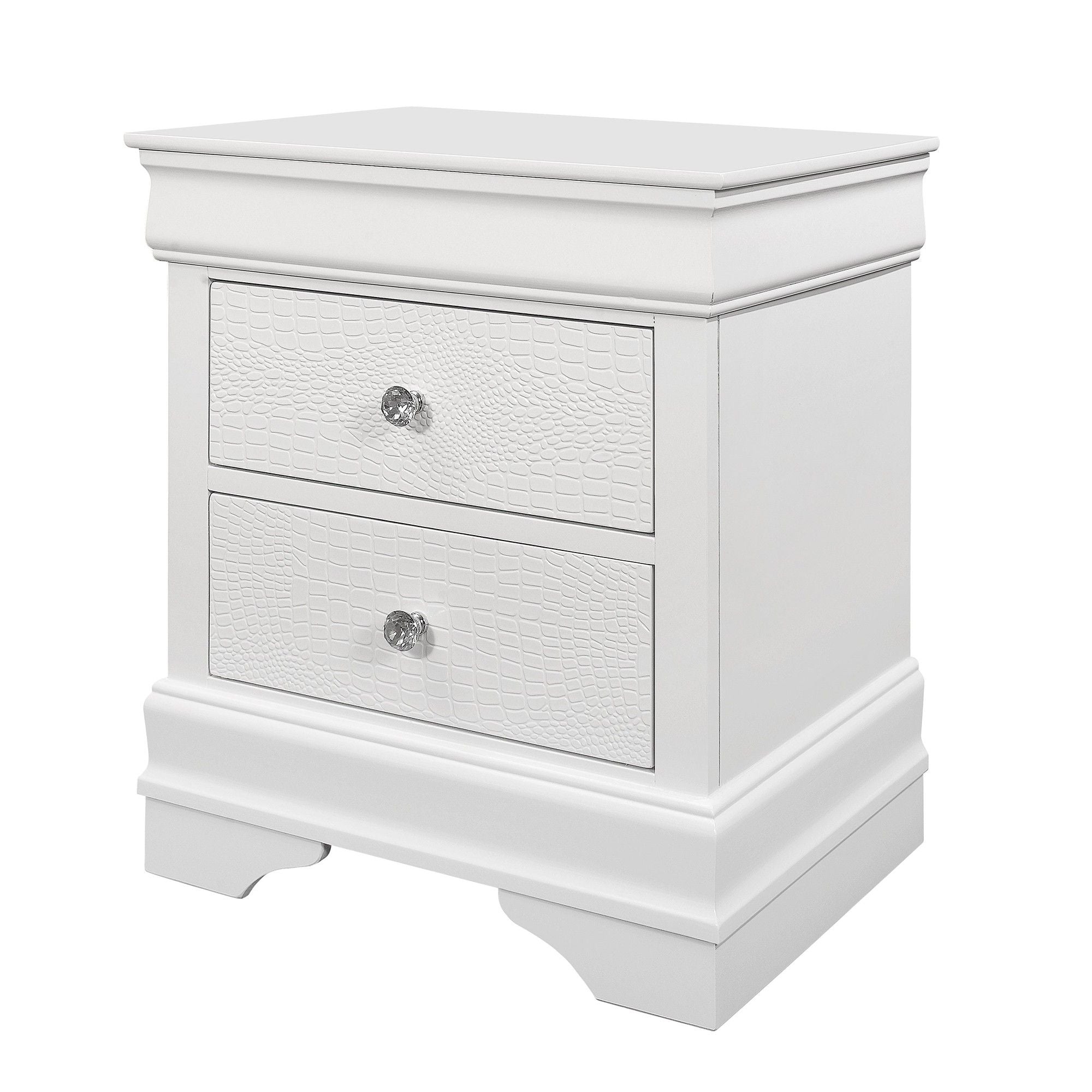 Shaker - 5 Pieces Bedroom Set With Crystal Inspired Tufted Headboard And LED Lighting