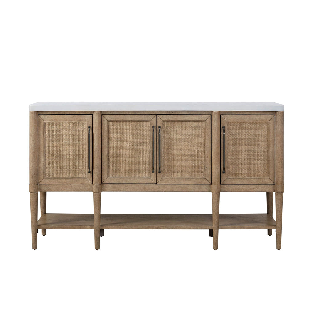 Cement Topped Server With Cane Insets - Sand