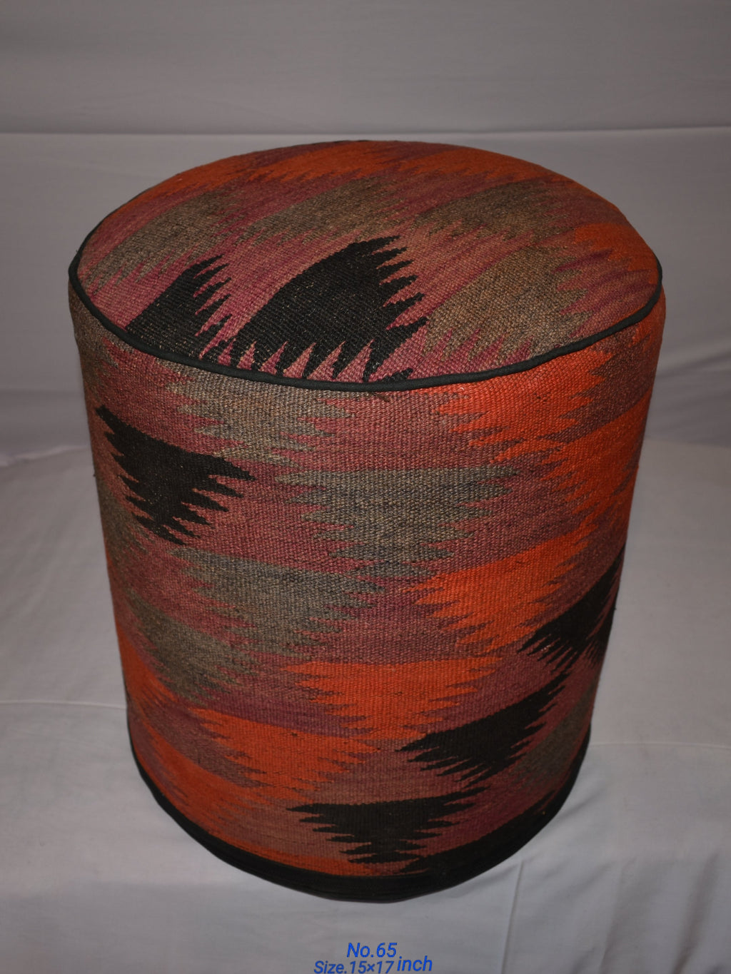 One of a Kind Kilim Rug Pouf Ottoman foot stool - #65