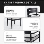 Outdoor Patio Dining Chairs With Outdoor Grade Sunbrella Fabric Cushions, Tapered Feet (Set of 4) - Ember Black