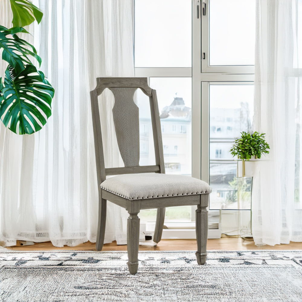 Zumala - Side Chair (Set of 2) - Beige Linen & Weathered Oak