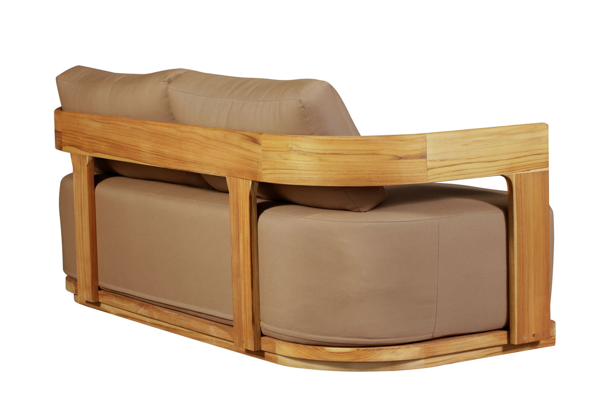 Eclipse Outdoor Solid Teak Wood Love seat - Light Brown Fabric