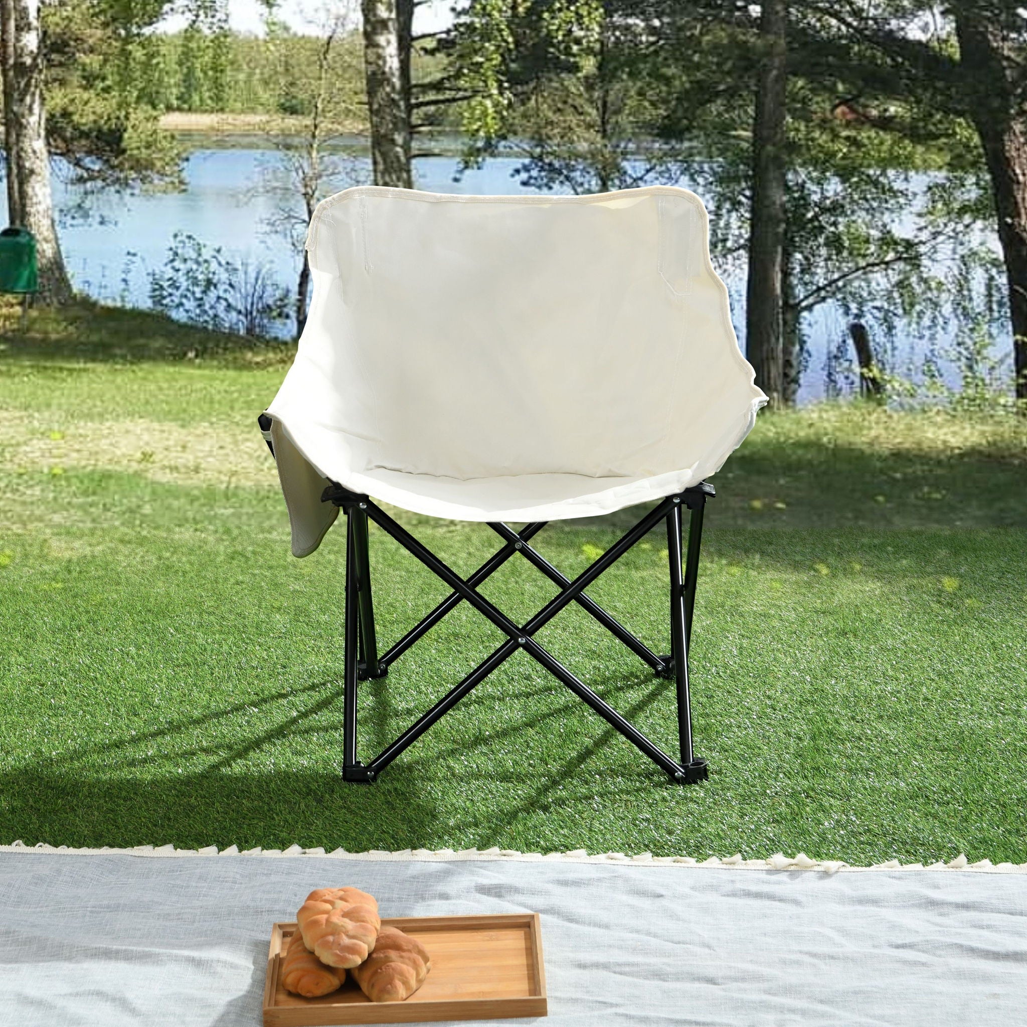 Portable Folding Camping Chairs With Carry Bag (Set of 2)
