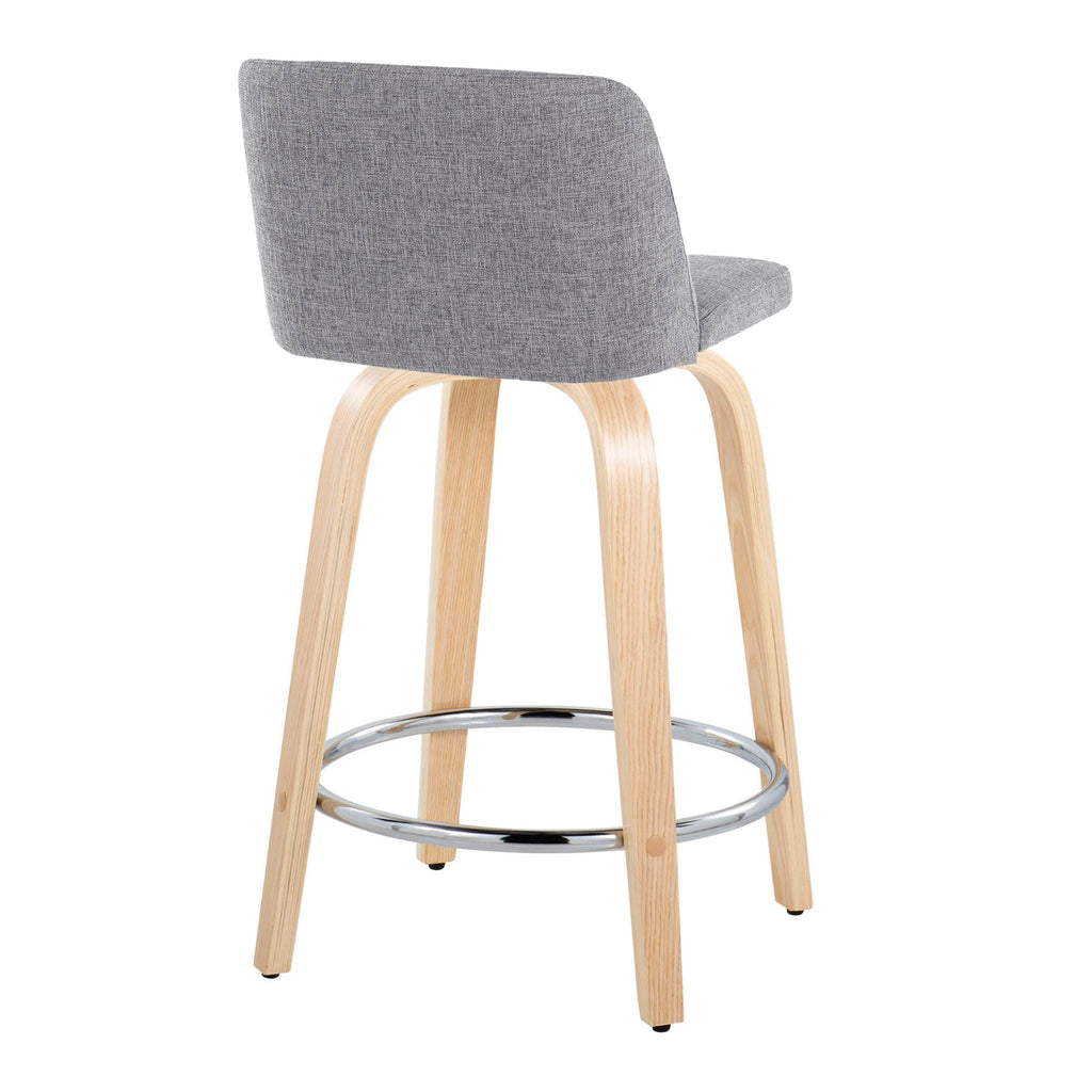 Toriano - Contemporary Fixed Height Counter Stool & Swivel And Round Footrest (Set of 2)